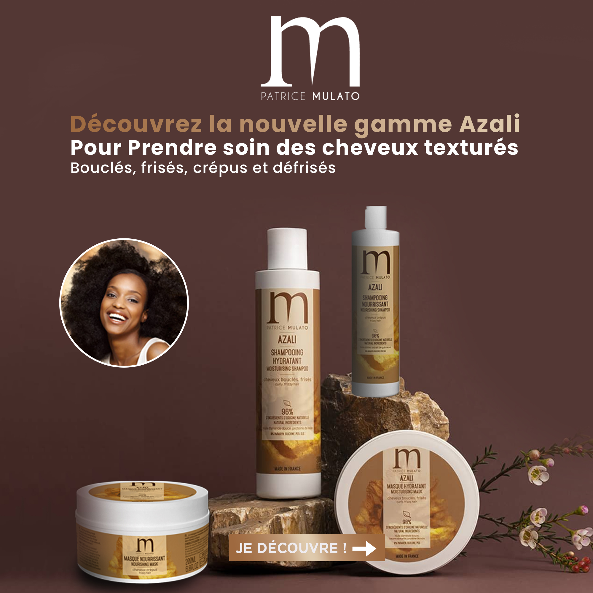 Découvrez la nouvelle gamme de soin Azali pour cheveux afros, frisés, bouclés crépus par Patrice Mulato